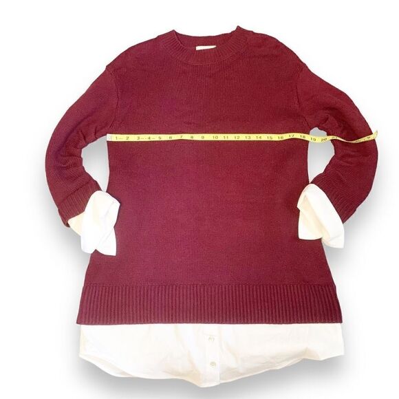 Cinq à Sept Santina Dress Burgundy Red Shirt Sleeves/Hem Sweater Dress Womens XS - Picture 12 of 14